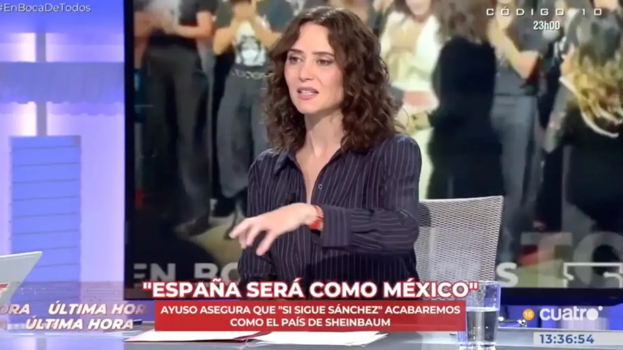 La presidenta de Madrid, Isabel D&iacute;az Ayuso durante su entrevista en la Cuatro. / MEDIASET