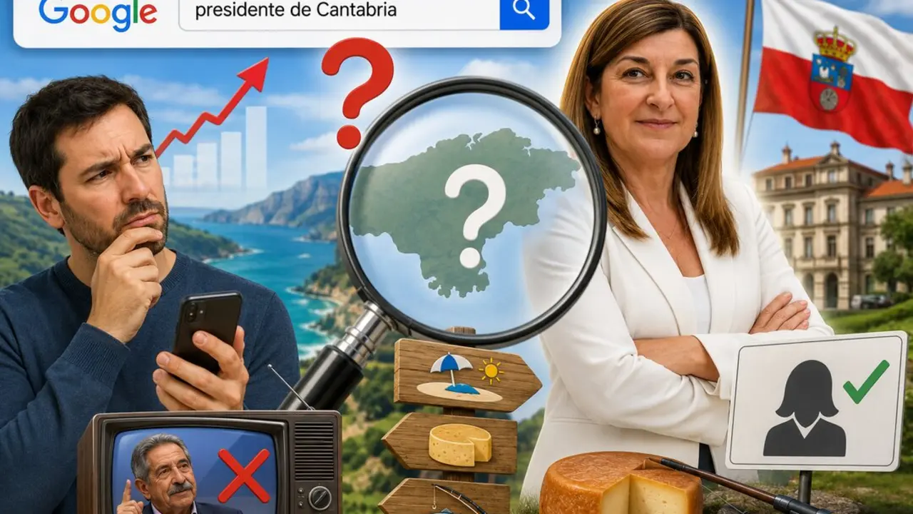 Montaje ilustrativo sobre el aumento de las b&uacute;squedas en internet relacionadas con la Presidencia de Cantabria.