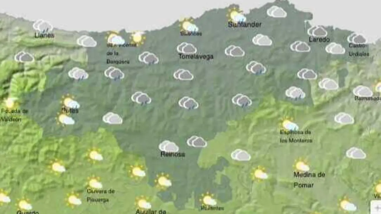 Previsi&oacute;n de AEMET para Cantabria el 1 de julio con cielos cubiertos, lloviznas y ambiente m&aacute;s fresco en toda la comunidad.