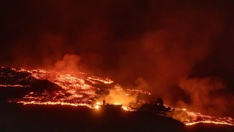La nueva colada de lava del volc&aacute;n de Cumbre Vieja, a 25 de septiembre de 2021, en La Palma