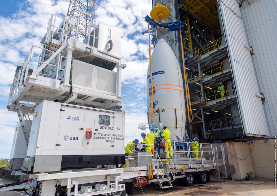 Preparativos para el lanzamiento del satélite español Seosat-Ingenio en el Puerto Espacial de Kurú, Guayana Francesa (Francia). / EFE