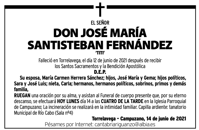 DON JOSÉ MARÍA
SANTISTEBAN FERNÁNDEZ