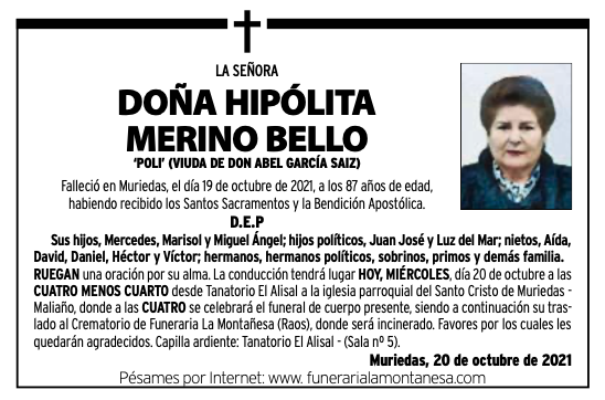 Doña Hipólita Merino Bello