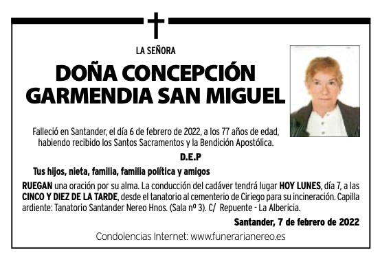 la señora
doña concepción
garmendia san miguel