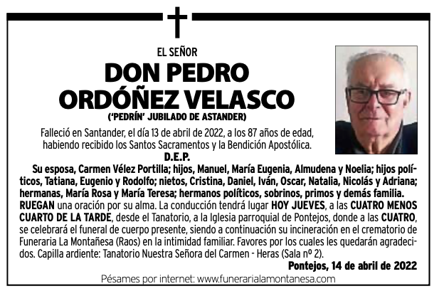 El Señor Don Pedro Ordóñez Velasco