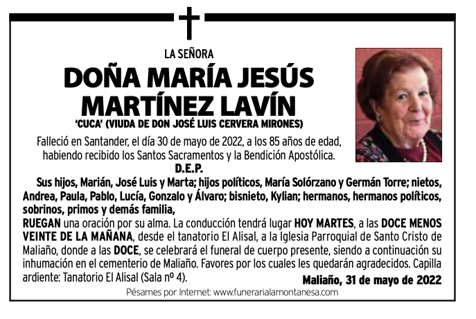 Doña María Jesús Martínez Lavín