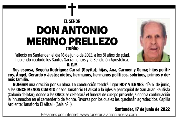 El Señor Don Antonio Merino Prellezo