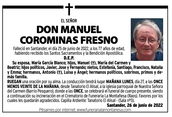 El Señor Don Manuel Corominas Fresno