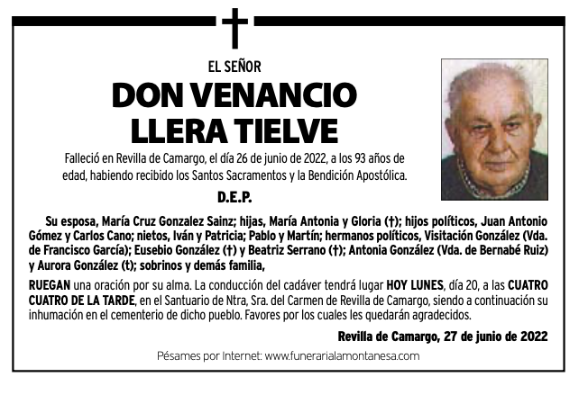 El Señor Don Venancio Llera Tielve