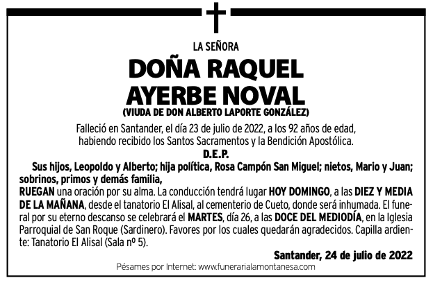 Doña Raquel Ayerbe Noval