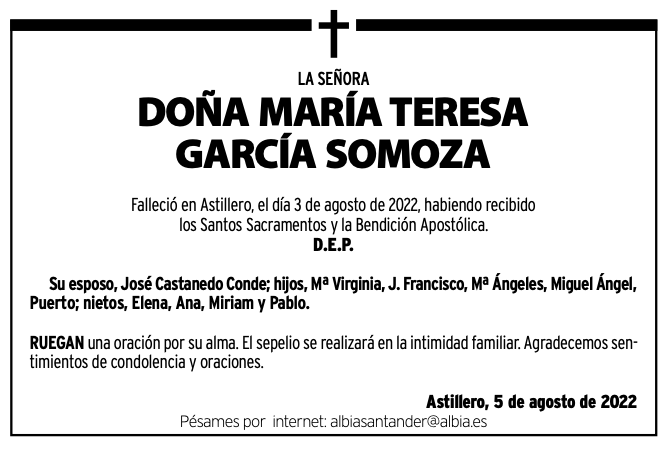 La Señora Doña María Teresa García Somoza