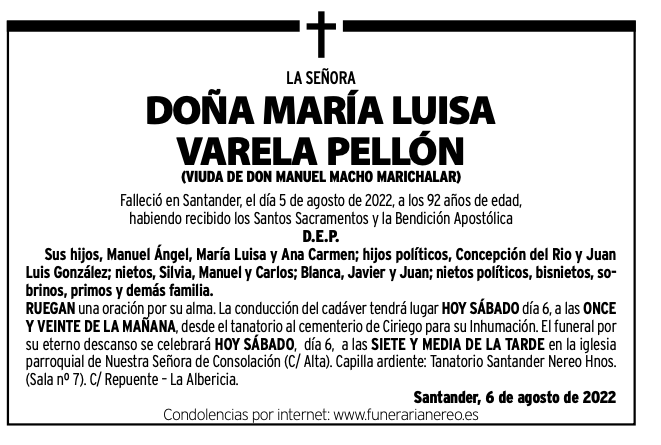 La Señora Doña María Luisa Varela Pellón