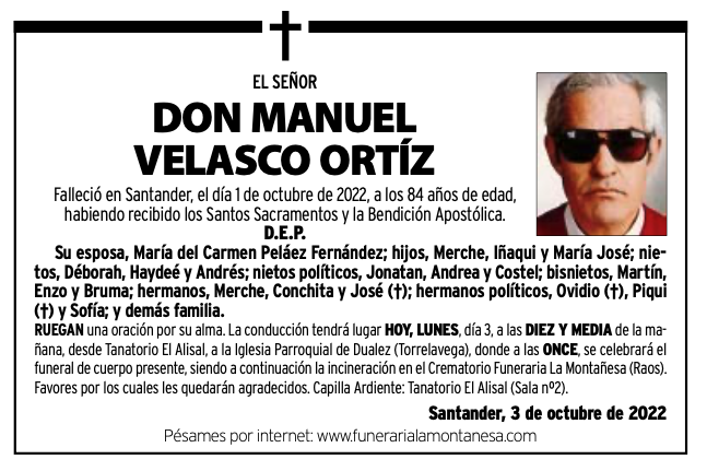 el señor
Don Manuel velasco ortíz