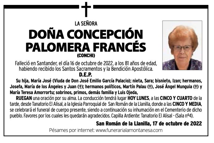 La Señora Doña Concepción Palomera Francés