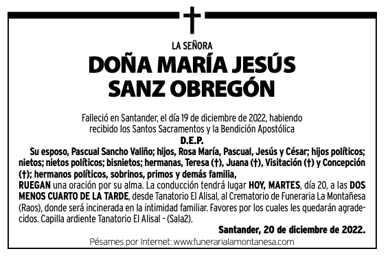 La Señora
Doña María Jesús
Sanz Obregón