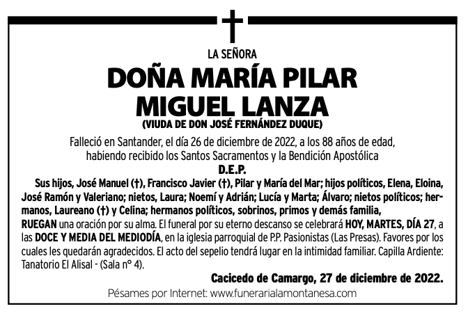La Señora Doña María Pilar Miguel Lanza