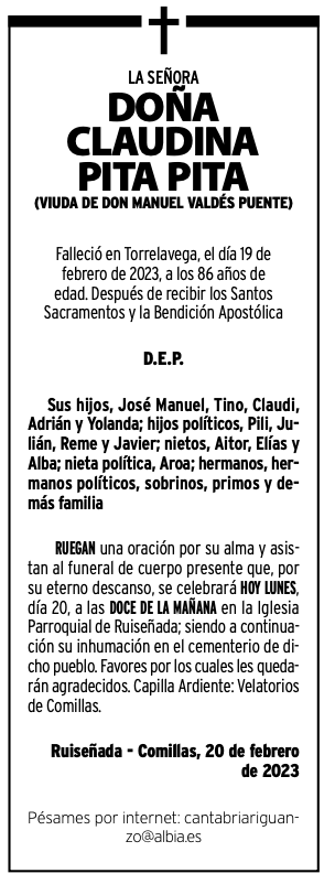 DOÑA CLAUDINA PITA PITA