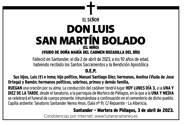 El Señor Don Luis San Martín Bolado
