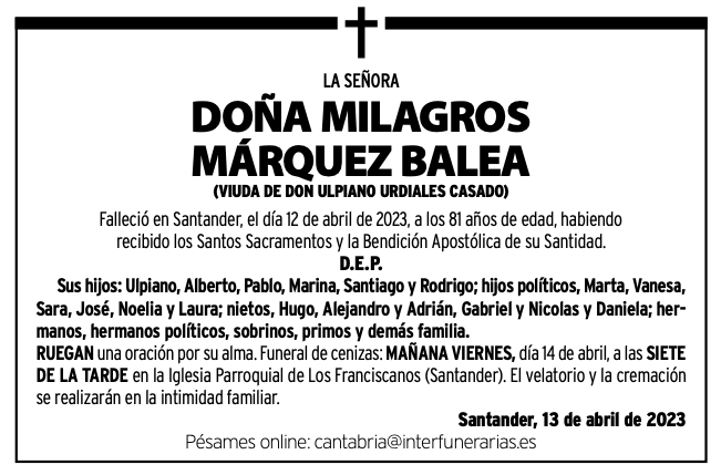 Doña Milagros Márquez Balea