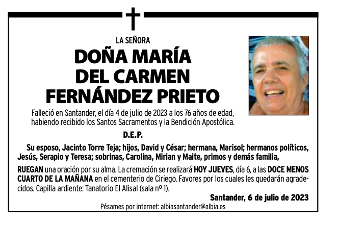 La Señora Doña María Del Carmen Fernández Prieto