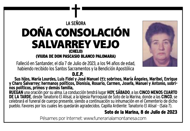 La Señora Doña Consolación Salvarrey Vejo