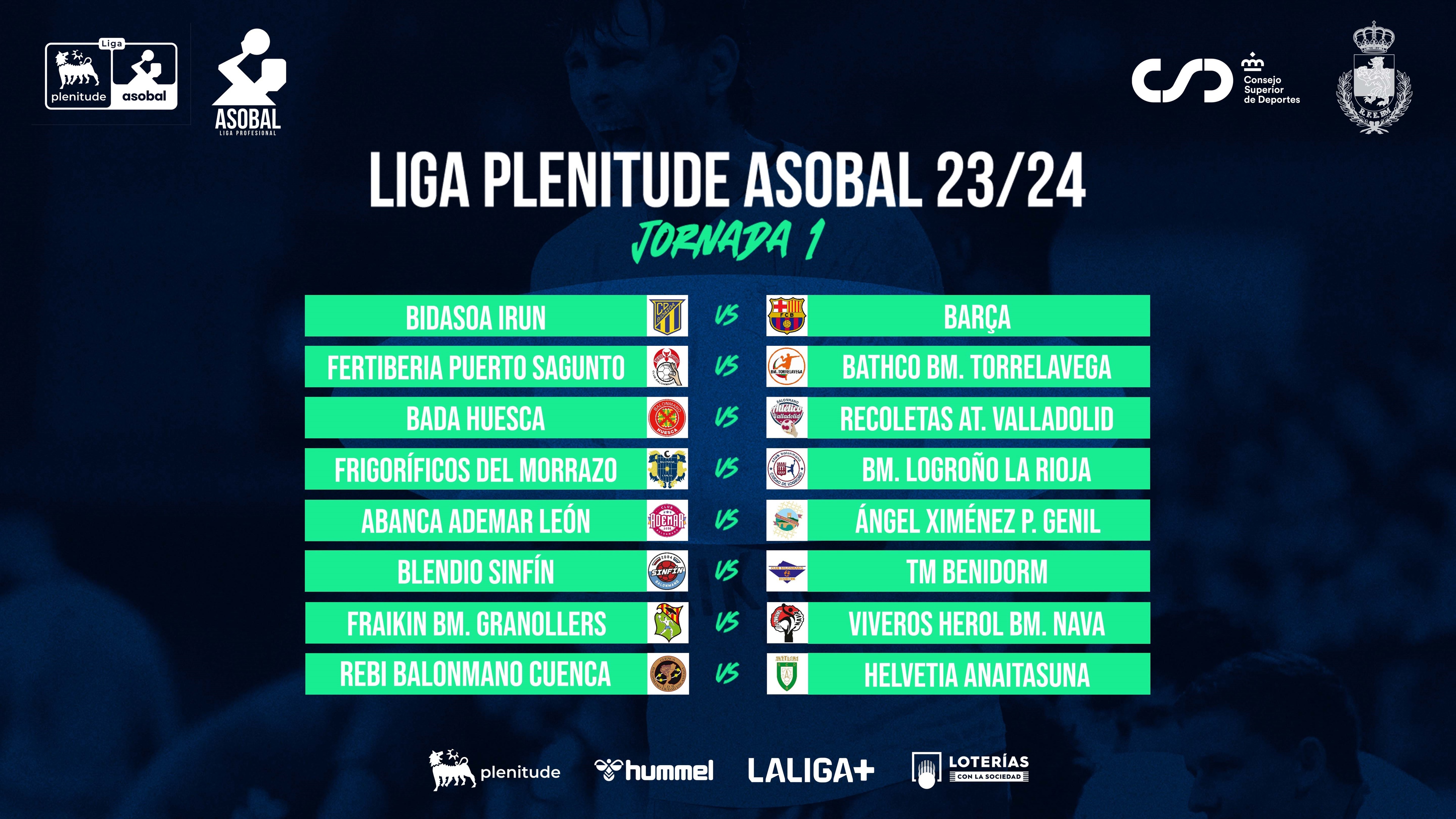 Cargar máis
Primera jornada de la Liga Plenitude ASOBAL 23-24.