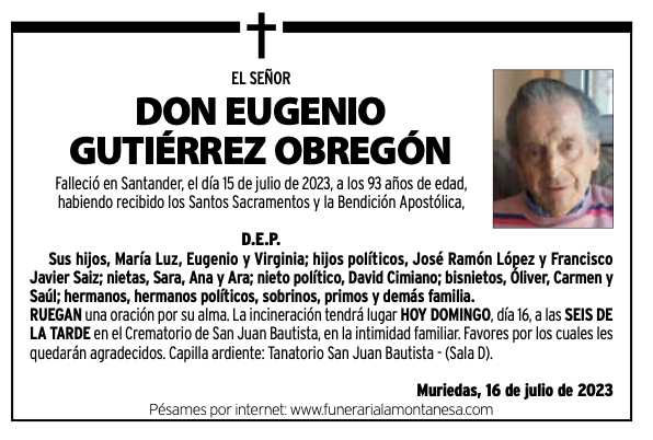 El Señor Don Eugenio Gutiérrez Obregón