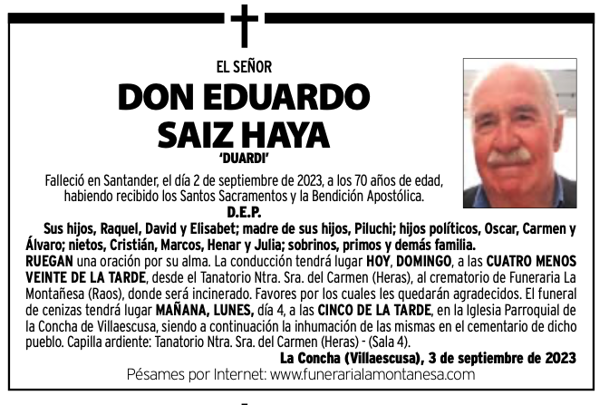 El Señor Don Eduardo Saiz Haya