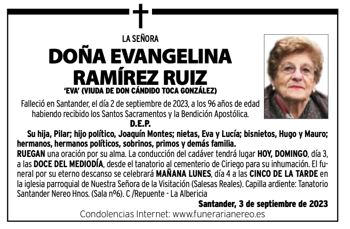 La Señora Doña Evangelina Ramírez Ruiz