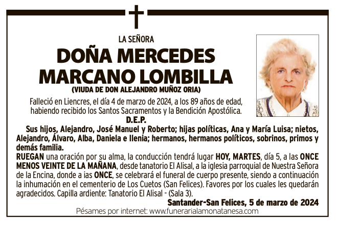 La Señora Doña Mercedes Marcano Lombilla