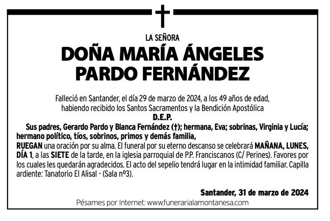 La Señora Doña María Ángeles Pardo Fernández