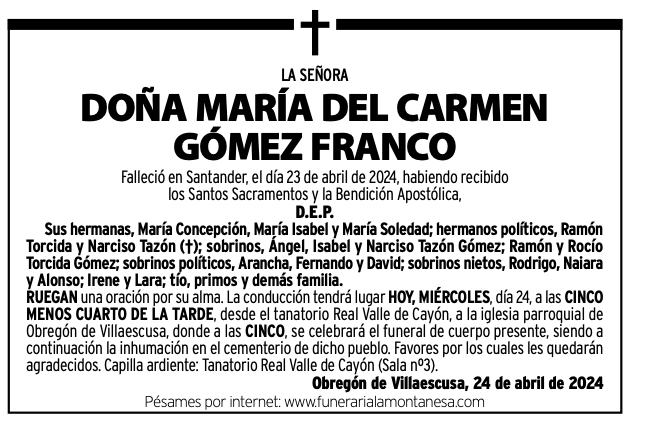 La Señora Doña María Del Carmen Gómez Franco
