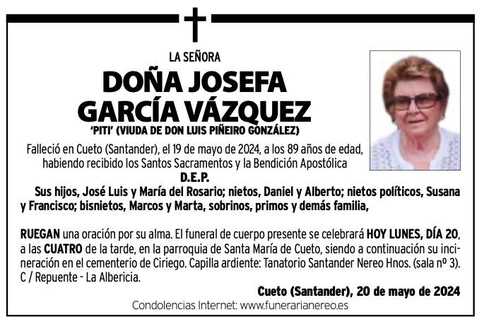 La Señora Doña Josefa García Vázquez