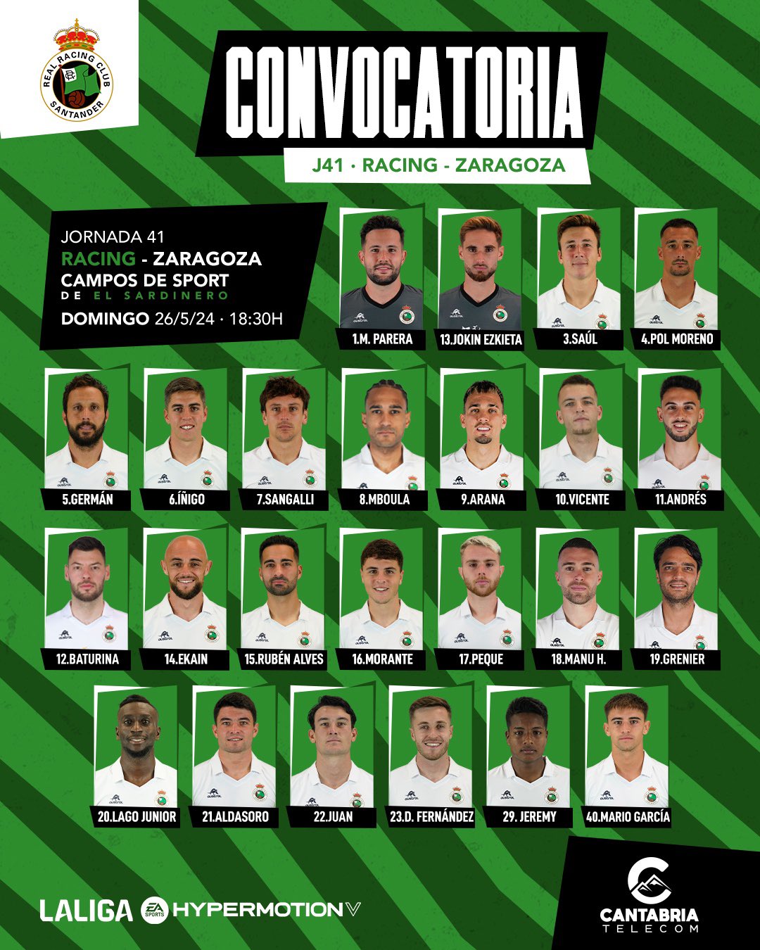 Los jugadores convocados por José Alberto. / RRC