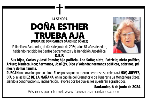 La Señora Doña Esther Trueba Aja