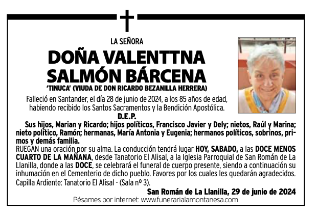 La Señora Doña Valenttna Salmón Bárcena