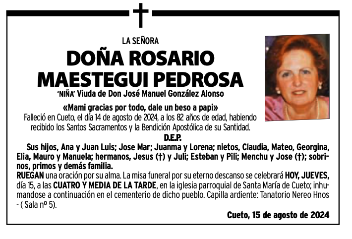 La Señora Doña Rosario Maestegui Pedrosa