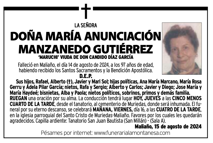 Doña María Anunciación Manzanedo Gutiérrez