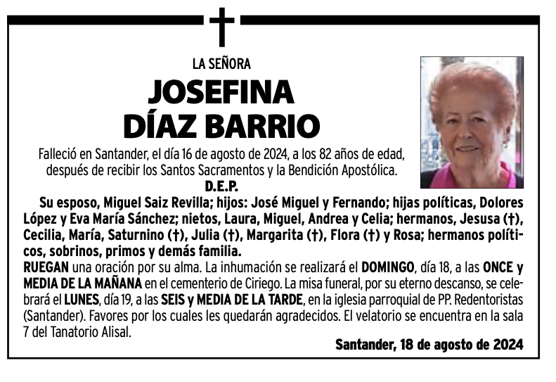 La Señora Josefina Díaz Barrio