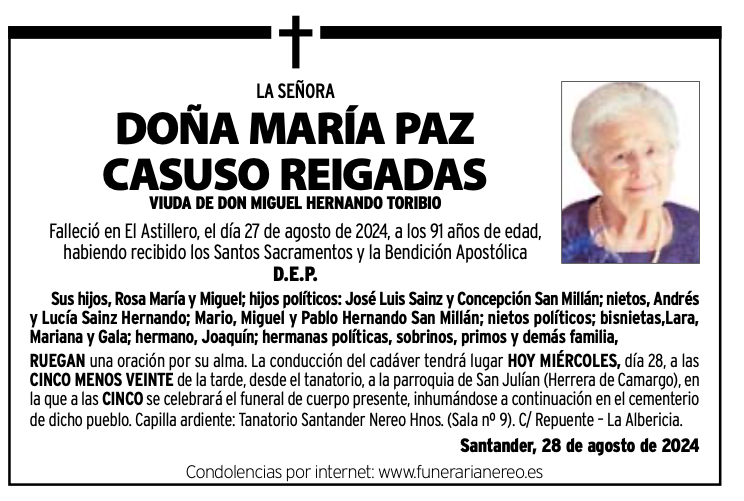 La Señora Doña María Paz Casuso Reigadas