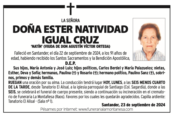 Doña Ester Natividad Igual Cruz