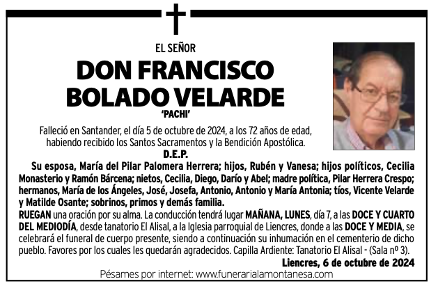 El Señor Don Francisco Bolado Velarde