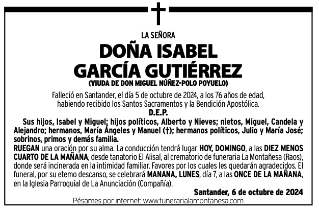 La Señora Doña Isabel García Gutiérrez
