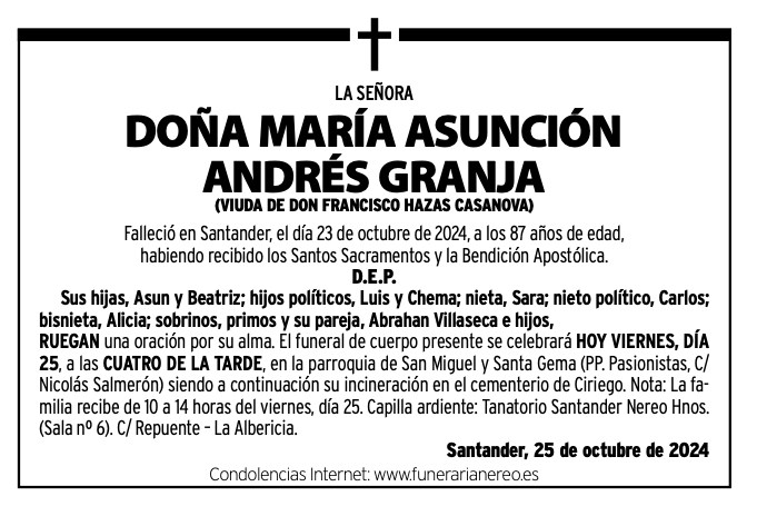 La Señora Doña María Asunción Andrés Granja