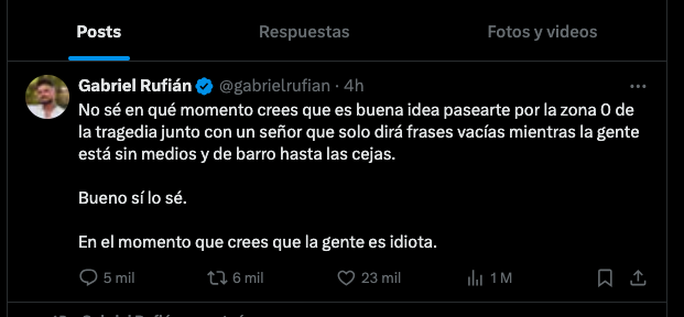 Captura de pantalla del tuit de Rufián.