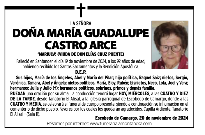 La Señora Doña María Guadalupe Castro Arce
