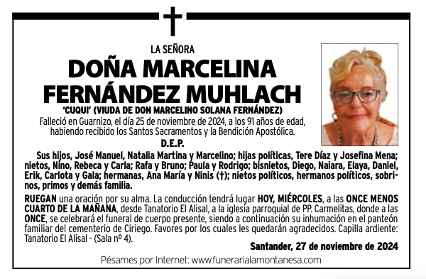 La Señora 
Doña Marcelina 
Fernández Muhlach