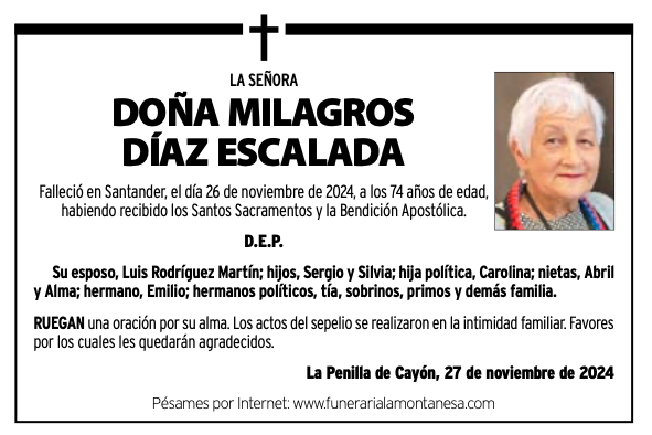 La Señora Doña Milagros Díaz Escalada