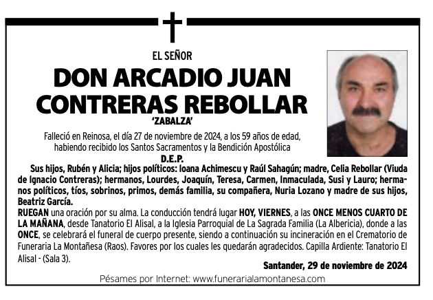 El Señor Don Arcadio Juan Contreras Rebollar