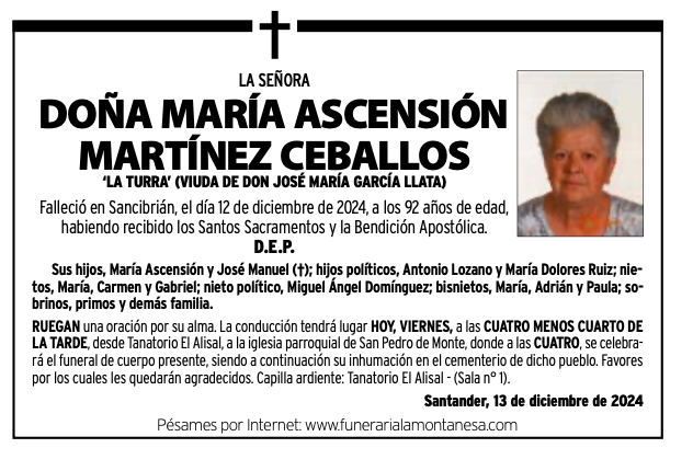 La Señora
Doña María Ascensión Martínez Ceballos